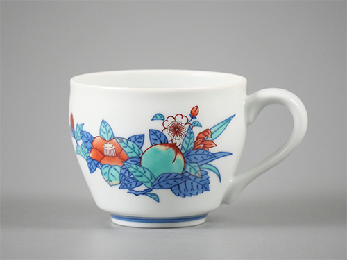 桃四季花絵碗